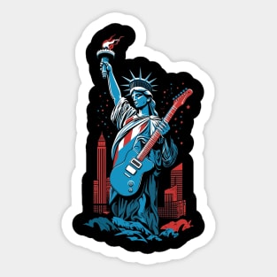 Patriotic USA 4th of July Guitarist Concert Festival Guitar Sticker